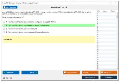 Avaya 75940X Avaya Converged Platform Integration Exam Practice test exam simulator test engine exam Prep practice test questions answers Image 7