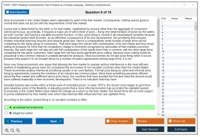 TOEFL TOEFL-Reading-Comprehension Test of English as a Foreign Language - Reading Comprehension Practice test exam simulator test engine exam Prep practice test questions answers Image 6