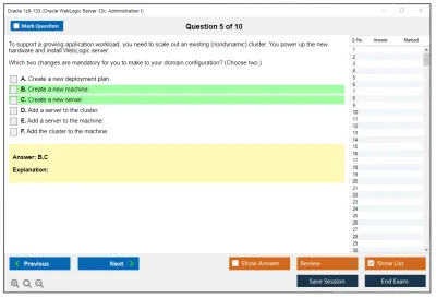 Oracle 1z0-133 Oracle WebLogic Server 12c: Administration I Practice test exam simulator test engine exam Prep practice test questions answers Image 5