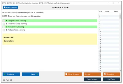 SAP C_S4PPM_1909 SAP Certified Application Associate - SAP S/4HANA Portfolio and Project Management Practice test exam simulator test engine exam Prep practice test questions answers Image 2