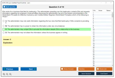 ACFE CFE-Law Certified Fraud Examiner (CFE) - Law Practice test exam simulator test engine exam Prep practice test questions answers Image 5