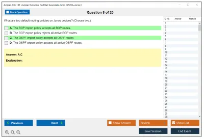 Juniper JN0-102 Juniper Networks Certified Associate Junos (JNCIA-Junos) Practice test exam simulator test engine exam Prep practice test questions answers Image 8