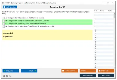Citrix 1Y0-371 Designing, Deploying and Managing Citrix XenMobile 10 Enterprise Solutions Practice test exam simulator test engine exam Prep practice test questions answers Image 1