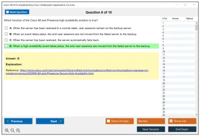 Cisco 300-810 Implementing Cisco Collaboration Applications (CLICA) Practice test exam simulator test engine exam Prep practice test questions answers Image 6