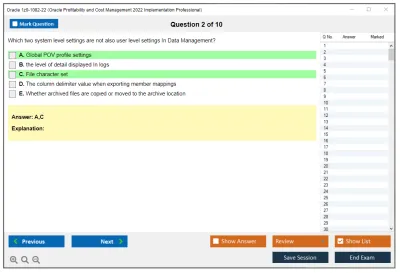 Oracle 1z0-1082-22 Oracle Profitability and Cost Management 2022 Implementation Professional Practice test exam simulator test engine exam Prep practice test questions answers Image 2
