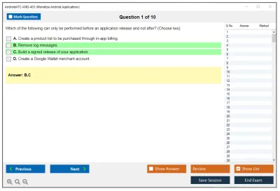 Android AND-403 Monetize Android Applications Practice test exam simulator test engine exam Prep practice test questions answers Image 1