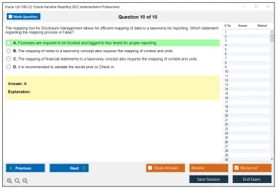Oracle 1z0-1083-22 Oracle Narrative Reporting 2022 Implementation Professional Practice test exam simulator test engine exam Prep practice test questions answers Image 10