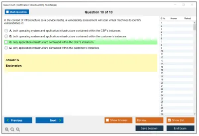 Isaca CCAK Certificate of Cloud Auditing Knowledge Practice test exam simulator test engine exam Prep practice test questions answers Image 10