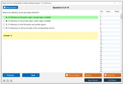 Veritas VCS-257 Administration of Veritas InfoScale Storage 7.1 for UNIX/Linux Practice test exam simulator test engine exam Prep practice test questions answers Image 8