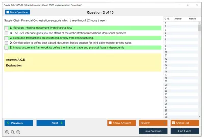 Oracle 1z0-1073-20 Oracle Inventory Cloud 2020 Implementation Essentials Practice test exam simulator test engine exam Prep practice test questions answers Image 2