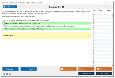 Brocade 150-820 Brocade Certified Ethernet Fabric Professional 2015 Practice test exam simulator test engine exam Prep practice test questions answers Image 4