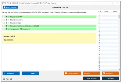 SAP C_TS412_1909 SAP Certified Application AssociateSAP S/4HANA Project Systems Practice test exam simulator test engine exam Prep practice test questions answers Image 2