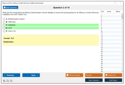 Alfresco ACSCA Alfresco Content Services Certified Administrator Practice test exam simulator test engine exam Prep practice test questions answers Image 2