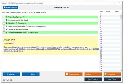 VMware 1V0-71.21 Associate VMware Application Modernization Practice test exam simulator test engine exam Prep practice test questions answers Image 4