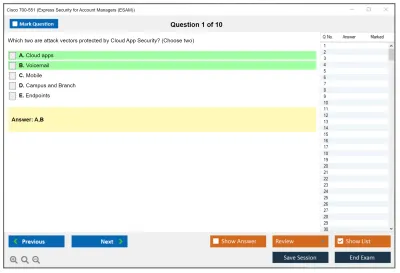 Cisco 700-551 Express Security for Account Managers (ESAM) Practice test exam simulator test engine exam Prep practice test questions answers Image 1