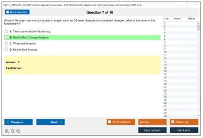 SAP C_SMPADM_30 SAP Certified Associate - SAP Mobile Platform Native and Hybrid Application Administration (SMP 3.0) Practice test exam simulator test engine exam Prep practice test questions answers Image 7