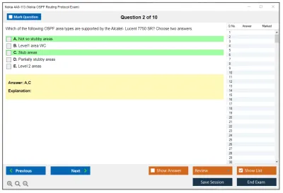 Nokia 4A0-113 Nokia OSPF Routing Protocol Exam Practice test exam simulator test engine exam Prep practice test questions answers Image 2