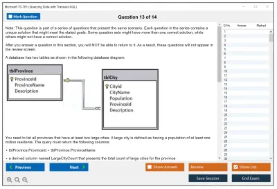 Microsoft 70-761 Querying Data with Transact-SQL Practice test exam simulator test engine exam Prep practice test questions answers Image 13