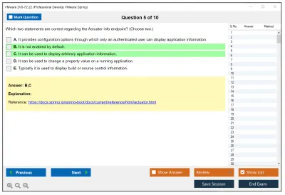 VMware 2V0-72.22 Professional Develop VMware Spring Practice test exam simulator test engine exam Prep practice test questions answers Image 5