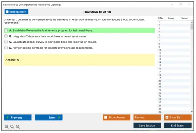 Salesforce FSL-201 Salesforce - Implementing Field Service Lightning Practice test exam simulator test engine exam Prep practice test questions answers Image 10
