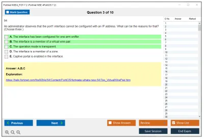 Fortinet NSE4_FGT-7.2 Fortinet NSE 4 - FortiOS 7.2 Practice test exam simulator test engine exam Prep practice test questions answers Image 3