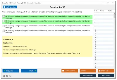 Oracle 1z0-1080 Oracle Planning 2019 Implementation Essentials Practice test exam simulator test engine exam Prep practice test questions answers Image 1