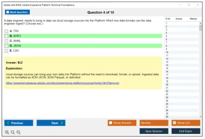 Adobe AD0-E600 Adobe Experience Platform Technical Foundations Practice test exam simulator test engine exam Prep practice test questions answers Image 4