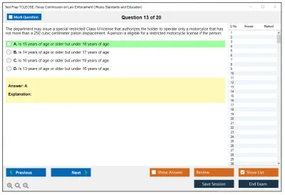 Test Prep TCLEOSE Texas Commission on Law Enforcement Officers Standards and Education Practice test exam simulator test engine exam Prep practice test questions answers Image 13