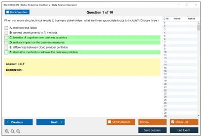 IBM C1000-059 IBM AI Enterprise Workflow V1 Data Science Specialist Practice test exam simulator test engine exam Prep practice test questions answers Image 1