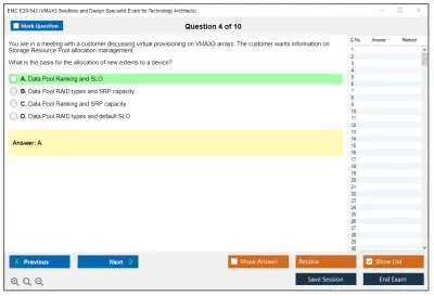 EMC E20-542 VMAX3 Solutions and Design Specialist Exam for Technology Architects Practice test exam simulator test engine exam Prep practice test questions answers Image 4