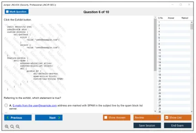 Juniper JN0-634 Security, Professional (JNCIP-SEC) Practice test exam simulator test engine exam Prep practice test questions answers Image 6