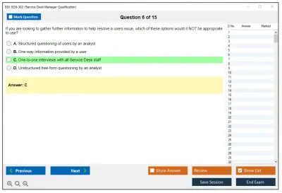 SDI SD0-302 Service Desk Manager Qualification Practice test exam simulator test engine exam Prep practice test questions answers Image 6