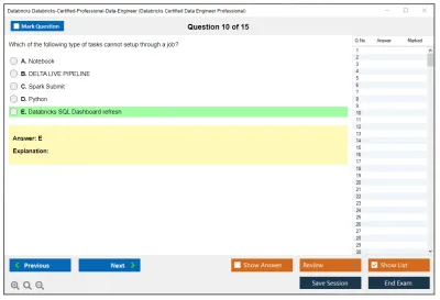 Databricks Databricks-Certified-Professional-Data-Engineer Databricks Certified Data Engineer Professional Exam Practice test exam simulator test engine exam Prep practice test questions answers Image 10