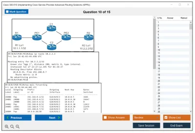 Cisco 300-510 Implementing Cisco Service Provider Advanced Routing Solutions Practice test exam simulator test engine exam Prep practice test questions answers Image 10