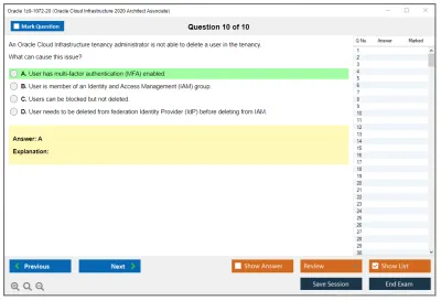 Oracle 1z0-1072-20 Oracle Cloud Infrastructure 2020 Architect Associate Practice test exam simulator test engine exam Prep practice test questions answers Image 10