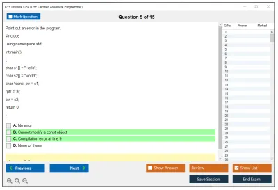 C++ Institute CPA C++ Certified Associate Programmer Practice test exam simulator test engine exam Prep practice test questions answers Image 5