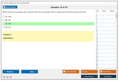 Six Sigma LSSBB Lean Six Sigma Black Belt Practice test exam simulator test engine exam Prep practice test questions answers Image 10