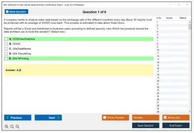 Qlik QSDA2019 Qlik Sense Data Architect Certification Exam - June 2019 Release Practice test exam simulator test engine exam Prep practice test questions answers Image 1