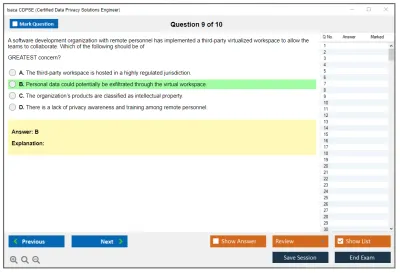 Isaca CDPSE Certified Data Privacy Solutions Engineer Practice test exam simulator test engine exam Prep practice test questions answers Image 9