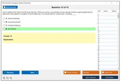 Test Prep EMT Emergency Medical Technician Practice test exam simulator test engine exam Prep practice test questions answers Image 12