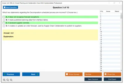 Oracle 1z0-1066-22 Oracle Planning and Collaboration Cloud 2022 Implementation Professional Practice test exam simulator test engine exam Prep practice test questions answers Image 3