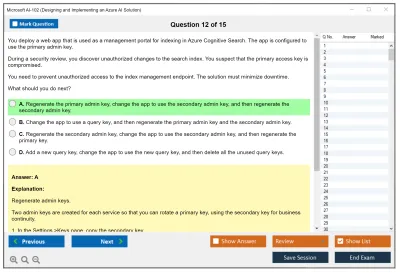Microsoft AI-102 Designing and Implementing a Microsoft Azure AI Solution Practice test exam simulator test engine exam Prep practice test questions answers Image 12