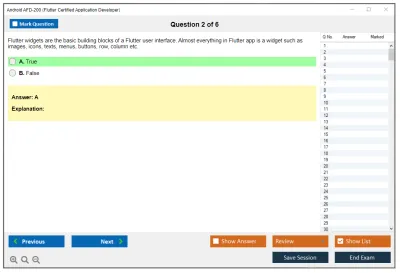 Android AFD-200 Flutter Certified Application Developer Practice test exam simulator test engine exam Prep practice test questions answers Image 2