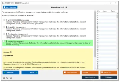 Exin ISO20KF ISO / IEC 20000 Foundation Practice test exam simulator test engine exam Prep practice test questions answers Image 3