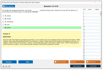 Test Prep PSAT-Test Preliminary Scholastic Aptitude Test: Math, Reading Practice test exam simulator test engine exam Prep practice test questions answers Image 14