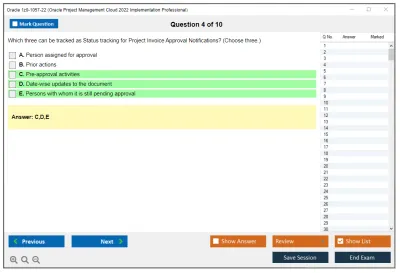 Oracle 1z0-1057-22 Oracle Project Management Cloud 2022 Implementation Professional Practice test exam simulator test engine exam Prep practice test questions answers Image 4