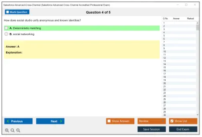 Salesforce Advanced-Cross-Channel Marketing Cloud Advanced Cross Channel Accredited Professional Exam Practice test exam simulator test engine exam Prep practice test questions answers Image 4