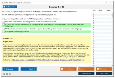 Oracle 1z0-070 Oracle Exadata X5 Administration Practice test exam simulator test engine exam Prep practice test questions answers Image 4
