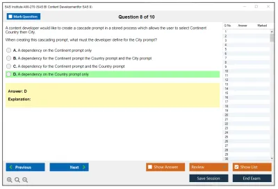 SAS Institute A00-270 SAS BI Content Developmentfor SAS 9 Practice test exam simulator test engine exam Prep practice test questions answers Image 8
