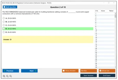 BICSI RCDD-002 BICSI Registered Communications Distribution Designer - RCDD Practice test exam simulator test engine exam Prep practice test questions answers Image 2